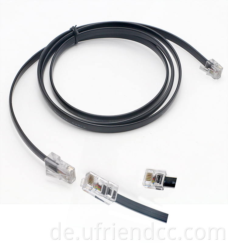 PVC Flat 4Cores RJ45 8p8c zu RJ11 6p4c Kabel für Telefon hohe Qualität schwarzer Telefonkabel männlich bis männlich 30 cm/1m/2m/3m CE rhos